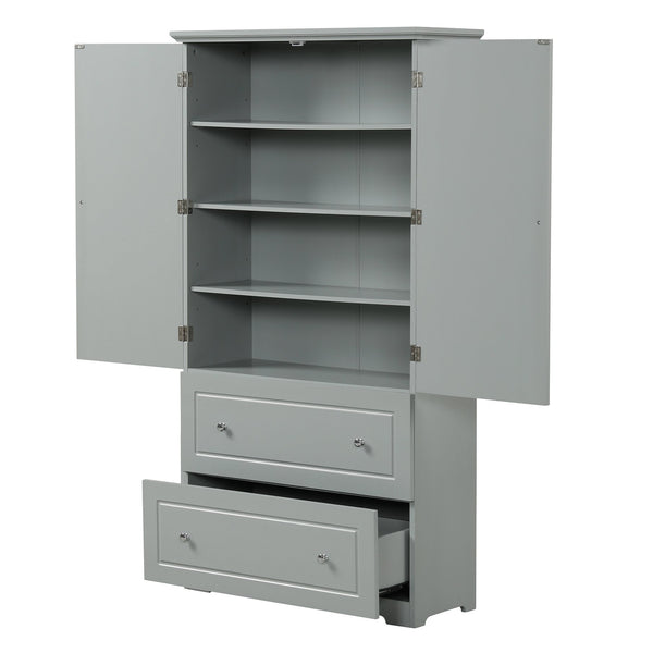 English Elm Wide Grey Bathroom Storage Cabinet with 2 Drawers, 2 Doors, Adjustable Shelf, Anti-Tip, 120lb Capacity WF312729AAE