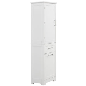 English Elm Tall Bathroom Storage Cabinet - Sleek Freestanding Organizer With Adjustable Shelf & Mixed Drawers N725P206895K-GIGA