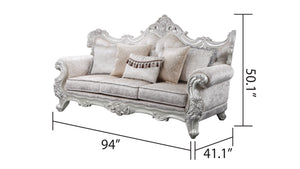 English Elm Melrose 3Pc Traditional Living Room Set In Elegant Champagne With Silver Brush Finish & Comfort B009S01048