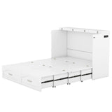 Hearth and Haven Collins Full Size Murphy Bed with 1 Drawer, Sockets and USB Ports, White LP000670AAK