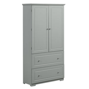 English Elm Wide Grey Bathroom Storage Cabinet with 2 Drawers, 2 Doors, Adjustable Shelf, Anti-Tip, 120lb Capacity WF312729AAE