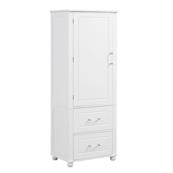 English Elm Tall Freestanding Bathroom Cabinet Two Drawers Adjustable Shelves Matte Mdf Storage White N725P407739K