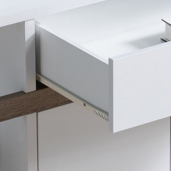 English Elm Modernize 4-Shelf Kitchen Buffet Cabinet with Drawer & Two-Door Storage, Two-Tone White Taupe Finish B107130967