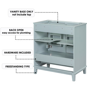English Elm 30" Bathroom Vanity Without Sink, Base Only, Multi-Functional Bathroom Cabinet With Doors and Drawer, Solid Frame and Mdf Board, Green