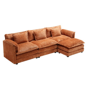 English Elm United We Win 112" L-Shaped Sectional Sofa - Modern Chenille Cloud Couch With Moveable Ottoman & Comfort W1568S00181-GIGA