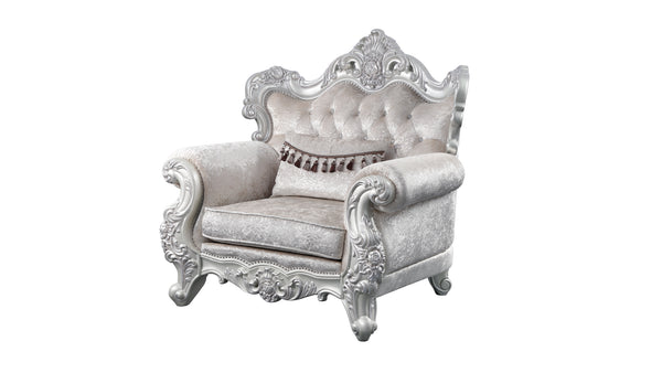 English Elm Melrose Traditional Chair with Champagne & Silver Brush Finish, Plush Pillow, Timeless Elegant Comfort Appeal B009138495