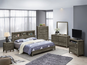English Elm Elegant Transitional Gray Frame Bed - Stylish, Durable Design For Timeless Bedroom Decor & Comfort B078S00243