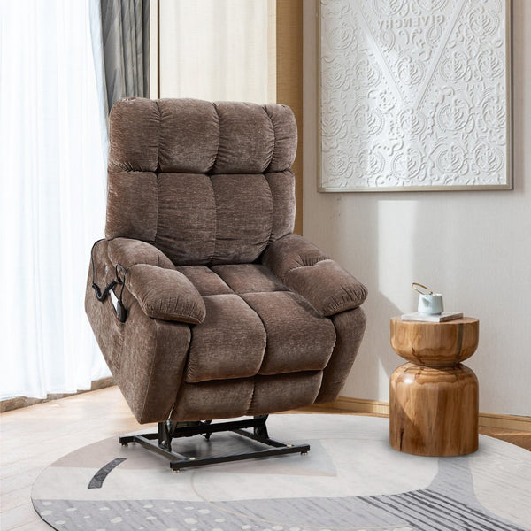 English Elm Liyasi Zero Gravity Power Recliner Eco Leather Massage Lumbar Heat Usb Charging Brown W820S00074
