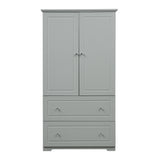 English Elm Wide Bathroom Storage Cabinet, Freestanding Storage Cabinet With Two Drawers and Adjustable Shelf, Mdf Board With Painted Finish, Grey