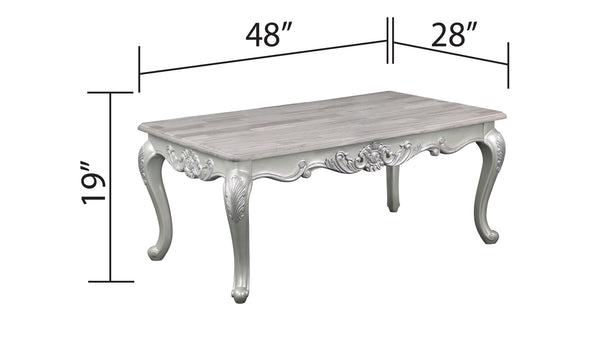 English Elm Melrose Traditional Coffee Table In Warm Champagne Finish With Silver Brush Detailing For Elegance B009138496