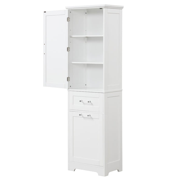 English Elm Tall Bathroom Storage Cabinet - Sleek Freestanding Organizer With Adjustable Shelf & Mixed Drawers N725P206895K-GIGA