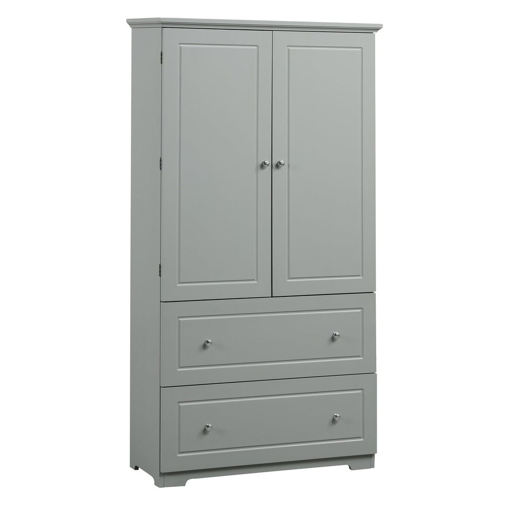 English Elm Wide Grey Bathroom Storage Cabinet with 2 Drawers, 2 Doors, Adjustable Shelf, Anti-Tip, 120lb Capacity WF312729AAE