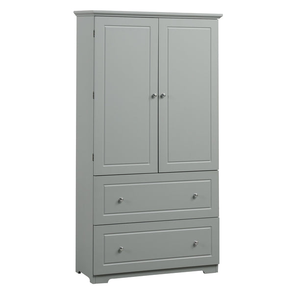 English Elm Wide Grey Bathroom Storage Cabinet with 2 Drawers, 2 Doors, Adjustable Shelf, Anti-Tip, 120lb Capacity WF312729AAE