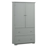 English Elm Wide Bathroom Storage Cabinet, Freestanding Storage Cabinet With Two Drawers and Adjustable Shelf, Mdf Board With Painted Finish, Grey