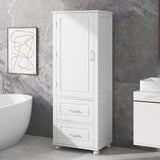 Bathroom Storage Cabinet with Drawers, Adjustable Shelf, MDF, White