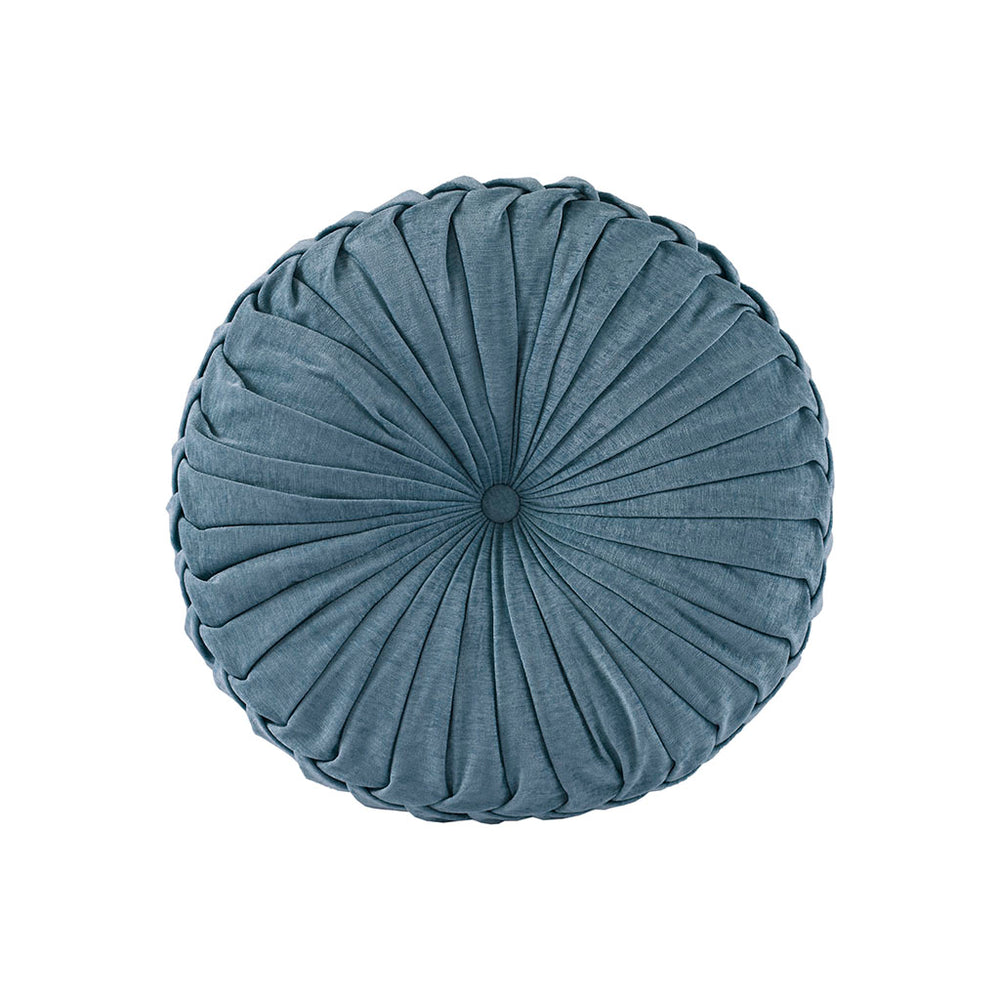 English Elm Dia 22"x6" Poly Chenille Round Floor Pillow Cushion - Tufted Pleated Texture, Soft Polyester Fill, Cozy Stylish Seating Accents B035129624