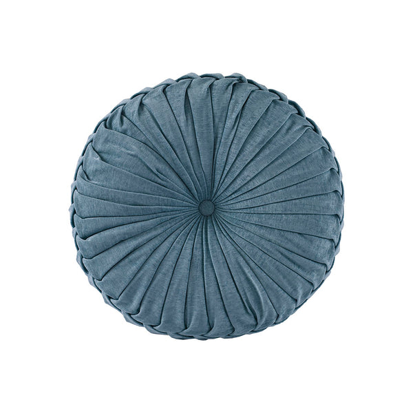 English Elm Dia 22"x6" Poly Chenille Round Floor Pillow Cushion - Tufted Pleated Texture, Soft Polyester Fill, Cozy Stylish Seating Accents B035129624