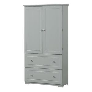 English Elm Wide Grey Bathroom Storage Cabinet with 2 Drawers, 2 Doors, Adjustable Shelf, Anti-Tip, 120lb Capacity WF312729AAE