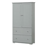 English Elm Wide Bathroom Storage Cabinet, Freestanding Storage Cabinet With Two Drawers and Adjustable Shelf, Mdf Board With Painted Finish, Grey