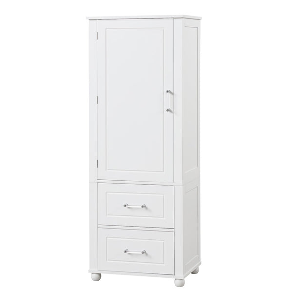 English Elm Tall Bathroom Storage Cabinet - Stylish Freestanding Unit With 2 Drawers & Adjustable Shelf For Organization N725P241045K-GIGA