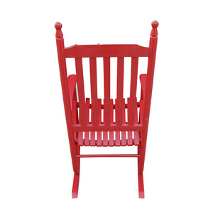 English Elm Wooden Solid Wood Porch Rocker Chair with Wide Seat and Armrests, Sturdy Slatted Back, 250LB Limit Rose Red W49528617