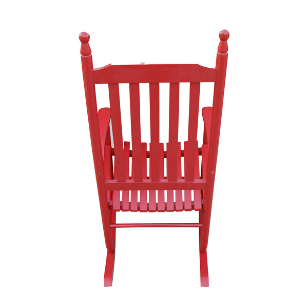 English Elm Wooden Solid Wood Porch Rocker Chair with Wide Seat and Armrests, Sturdy Slatted Back, 250LB Limit Rose Red W49528617