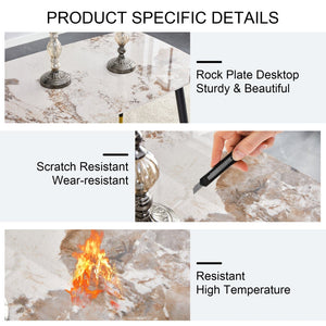 English Elm Table 5-Piece Dining Set With Stylish Sintered Stone Top, Ergonomic Chairs, And Vibrant Pu Cushions W1151S00414-GIGA