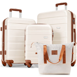 English Elm Luggage 4 Piece Abs Hard Shell Set with Weekender Bag Tsa Lock Spinner Wheels N726P218511O