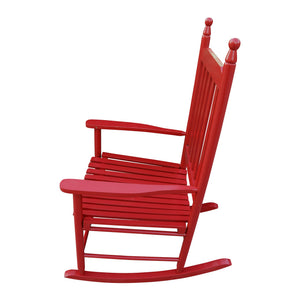 English Elm Wooden Solid Wood Porch Rocker Chair with Wide Seat and Armrests, Sturdy Slatted Back, 250LB Limit Rose Red W49528617