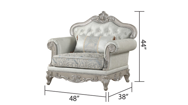 English Elm Tuscan Plush Velvet Accent Chair with Solid Wood Frame, Silver Finish, Traditional Cozy Comfort B009138506