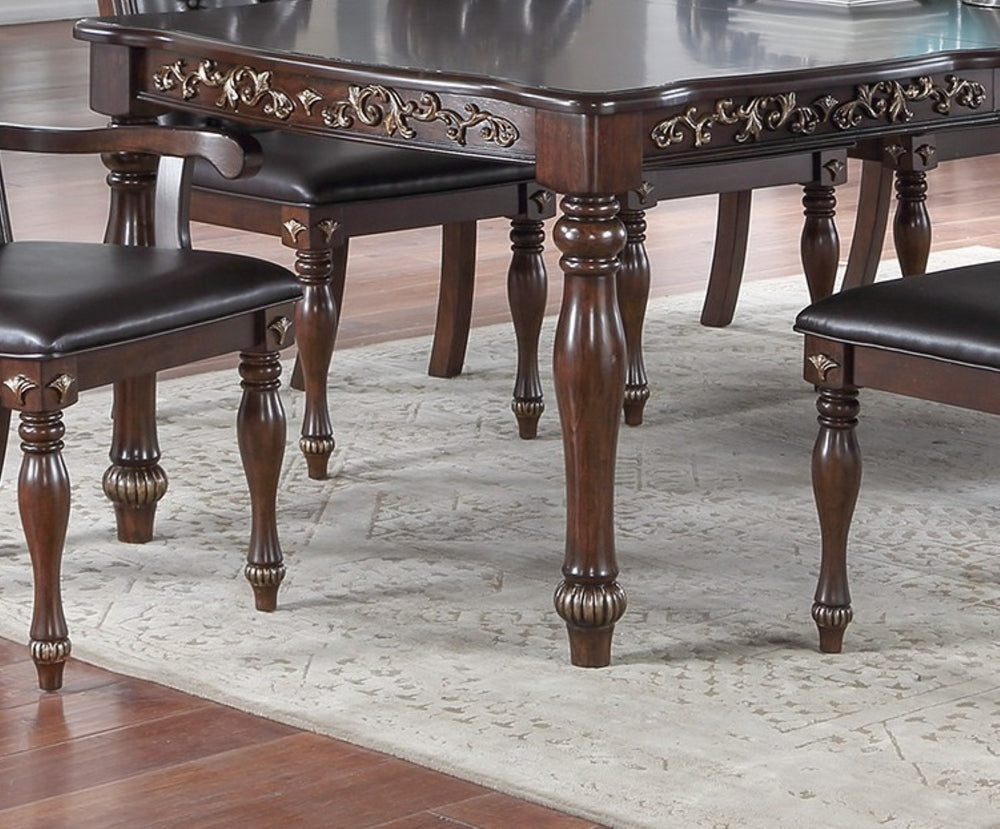 English Elm Formal Rubberwood Extendable Dining Table Antique Carved Legs Seats Large Gatherings Brown B011138667
