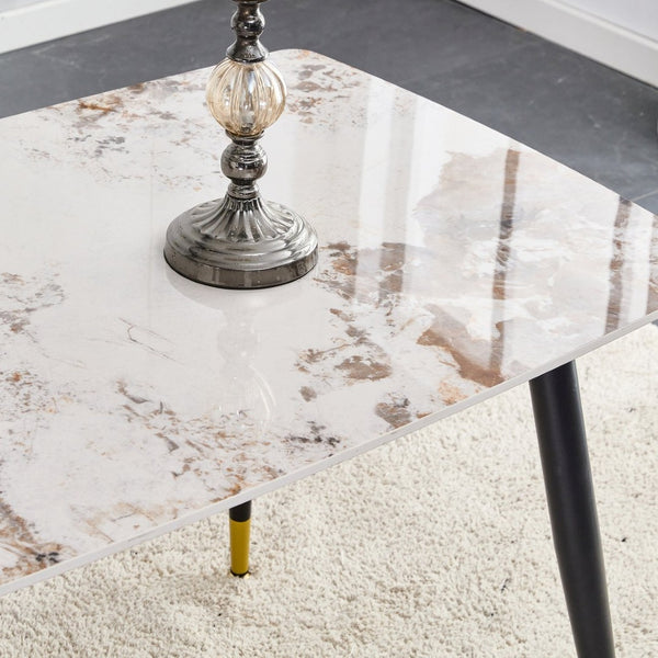 English Elm Table 5-Piece Dining Set With Sintered Stone Top And Black Metal Legs - Modern Comfort For Any Space W1151S00411-GIGA