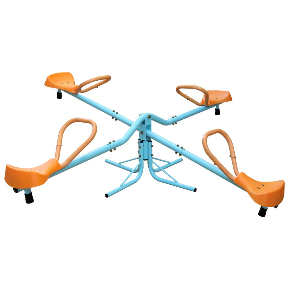 English Elm Outdoor Four Seat Spinning Seesaw Iron Swivel Teeter Totter for Backyard Play W1408126157