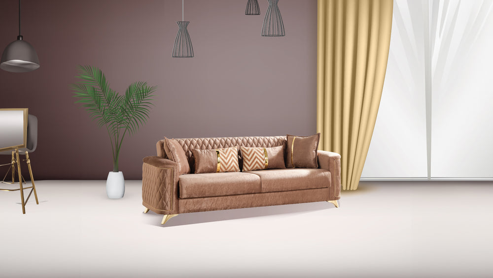 English Elm Luna Modern Sofa In Copper – Stylish, Comfortable Sleeper With Solid Wood Frame For Versatile Living Spaces B009S01874