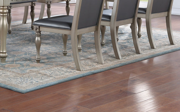 English Elm Majestic Formal Side Chairs Set of 2 — Tufted Upholstered Cushion Seats, Intricate Wood Frame Design Silver+Grey 21 L x 15 W x 45 H B011138658