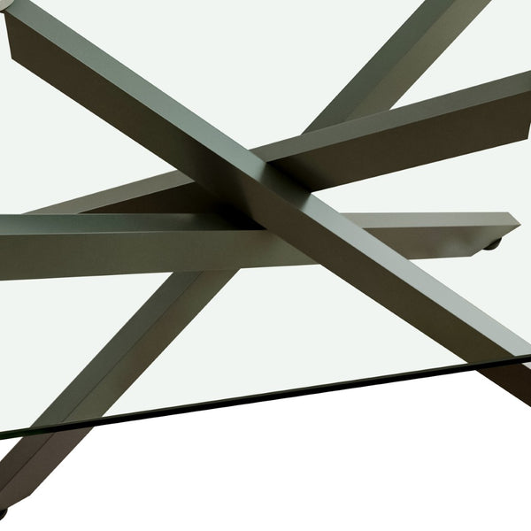 English Elm 39.37" Tempered Glass Rectangular Coffee Table with Powder-coated Metal Legs for Living Room Black W241120466