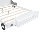 Hearth and Haven Full Size Car-Shaped Platform Bed, Full Bed with Storage Shelf For Bedroom, White WF312486AAK