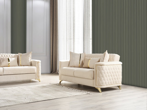 English Elm Luna Ivory Modern Loveseat – Chic Contemporary Two-Seater Sofa with Tailored Lines, Cozy Comfort B009S01538