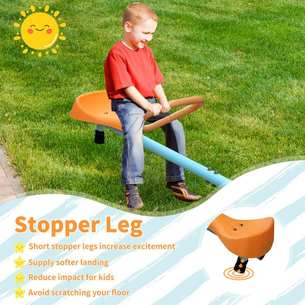 English Elm Outdoor Four Seat Spinning Seesaw Iron Swivel Teeter Totter for Backyard Play W1408126157