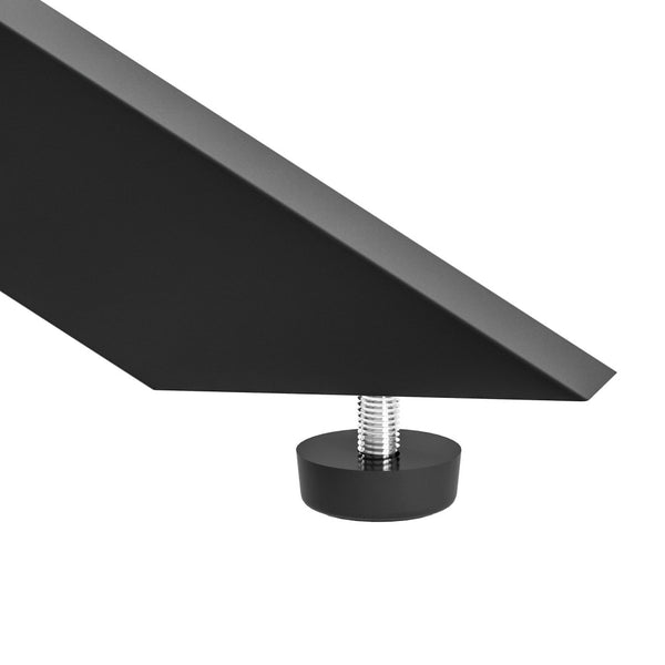 English Elm 39.37" Tempered Glass Rectangular Coffee Table with Powder-coated Metal Legs for Living Room Black W241120466
