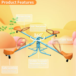 English Elm Outdoor Four Seat Spinning Seesaw Iron Swivel Teeter Totter for Backyard Play W1408126157