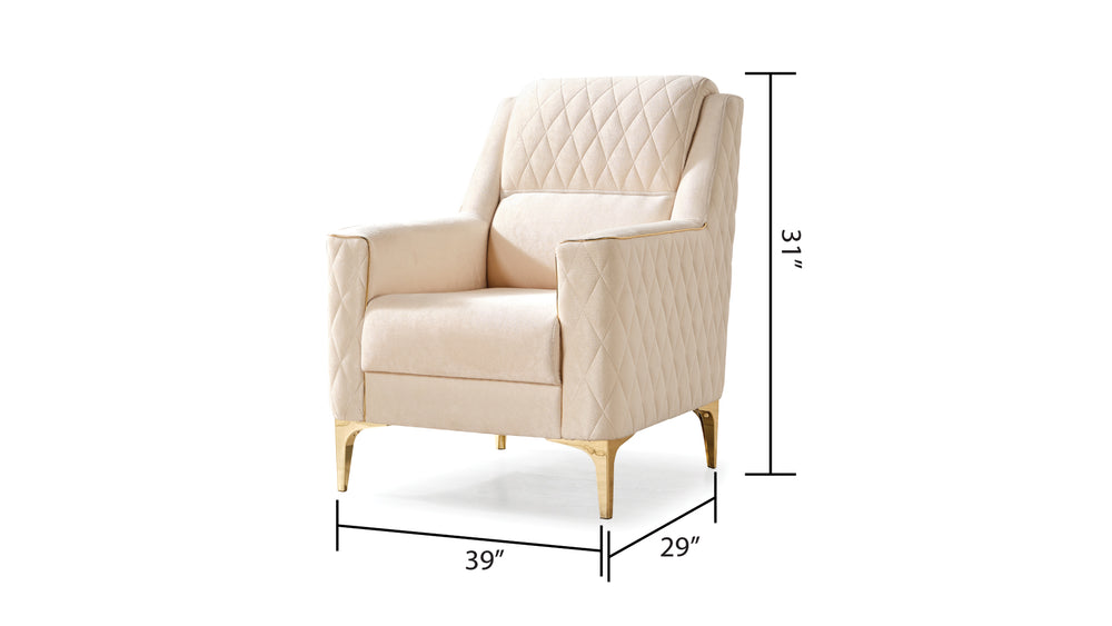 English Elm Luna Modern Style Ivory Accent Chair — Sleek Upholstered Living Room Seat, Supportive Comfort Design G150109226