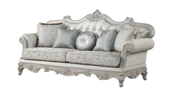 English Elm Tuscan 3-Piece Velvet Living Room Set In Elegant Gray/Silver With Durable Wood Frame And Tufting B009S01054-GIGA