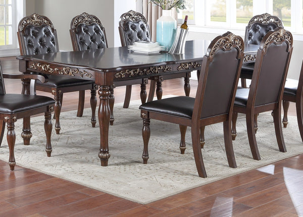 English Elm Formal Rubberwood Extendable Dining Table Antique Carved Legs Seats Large Gatherings Brown B011138667