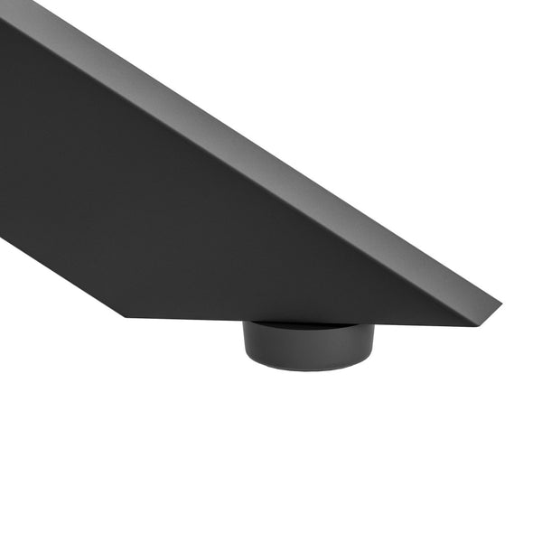 English Elm 39.37" Tempered Glass Rectangular Coffee Table with Powder-coated Metal Legs for Living Room Black W241120466