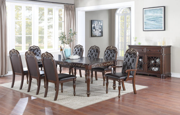 English Elm Formal Rubberwood Extendable Dining Table Antique Carved Legs Seats Large Gatherings Brown B011138667