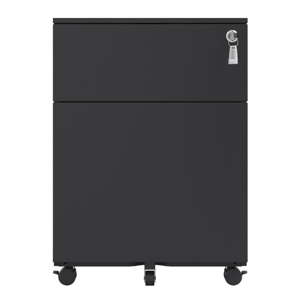 English Elm Yosezon Rolling Steel File Cabinet Two Locking Drawers for Home and Office Use W252125343