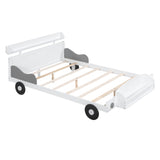 Hearth and Haven Full Size Car-Shaped Platform Bed, Full Bed with Storage Shelf For Bedroom, White WF312486AAK