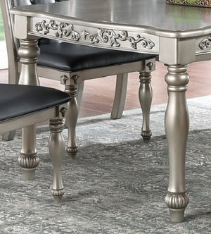 English Elm Traditional Formal Rubberwood Dining Set Seats Six Tufted Chairs Silver Grey Finish B011S00601