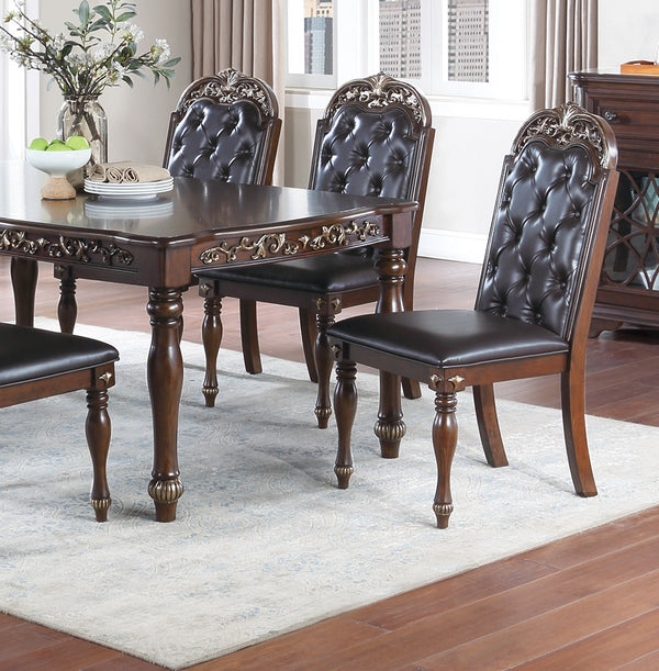 English Elm Majestic Formal Side Chairs Set of 2 — Tufted Upholstered Cushion Seats, Intricate Wood Frame Design Brown 21 L x 15 W x 45 H B011138659